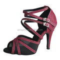 High Heeled Purple Latin Dance Shoes with Glitters 9CM