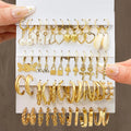 VKME 4PCS Fashion Gold Plated Hoop Earring Set for Women Jewelry