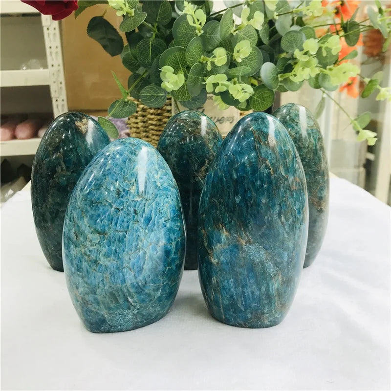 Wholesale Natural Crystals Healing Stones Blue Apatite Standing Slab Stone for Decoration