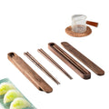 Custom Logo Wooden Chopsticks Portable Black Walnut Wood Chopsticks Storage Sase Set for Camping School