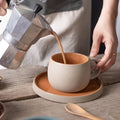 Creative Ceramic Coffee Cup and Saucer Set Boutique Coarse Pottery Office Coffee Cup Light Luxury Retro Water Cup Business Gift