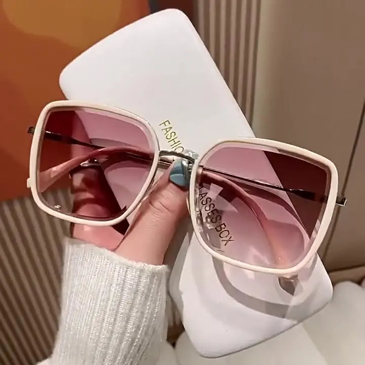 Fashion Sunglasses Custom Logo Shades UV400 Outdoor Driving Summer Large Square Frame Gradient Lens Designer Sunglasses Women