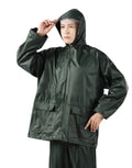 PVC Oliver Green Waterproof Raincoat & for for Motorcycle Tour-Eco-friendly Durable Non-disposable Rainwear