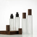 In Stock Wood Lid Fine Mist Frost Flat Shoulder Cosmetic Spray Bottle 30ml 50ml 60ml 100ml Glass Perfume Spray Bottle