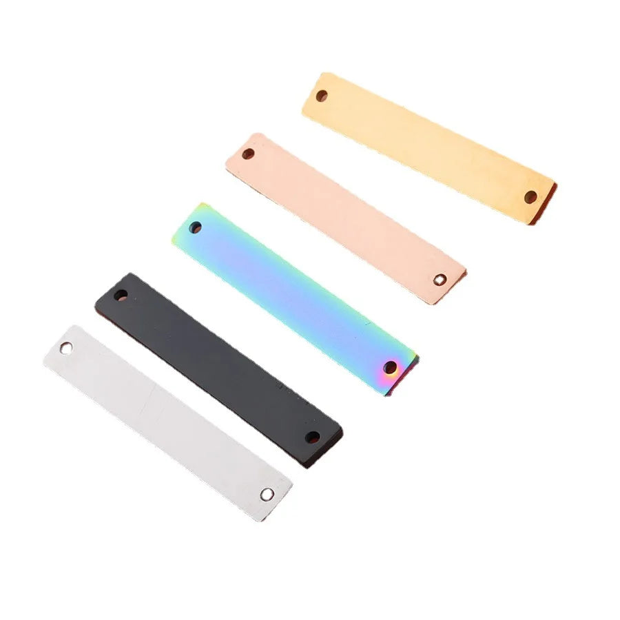 Good Quality Custom Engraved Stainless Steel Rectangular Double Hole Blank Jewelry Pendant Connector
