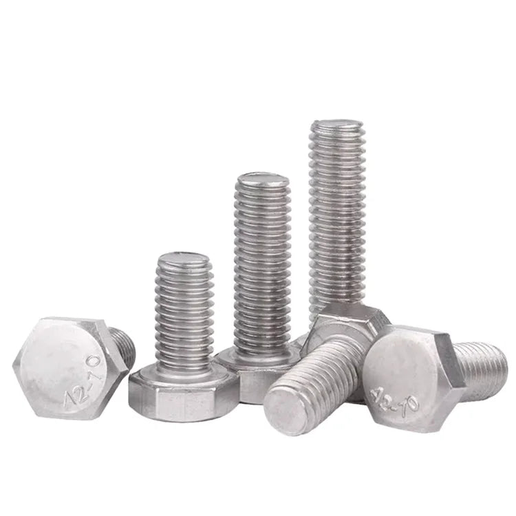 DIN933 304 Stainless Steel Hexagon Head Full Thread Bolt External Hex Head Fully Threaded Screw Sizes M10 Metric System
