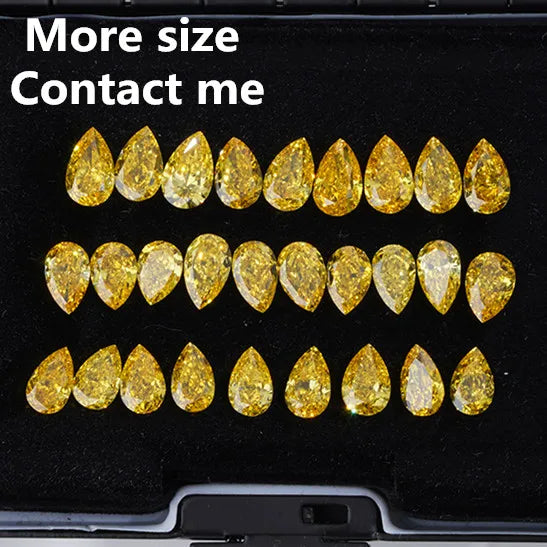 Hpht 0.5ct Color Diamonds Fat Pear Shape Fancy Vivid Yellow Vs1 Lab Grown Diamond