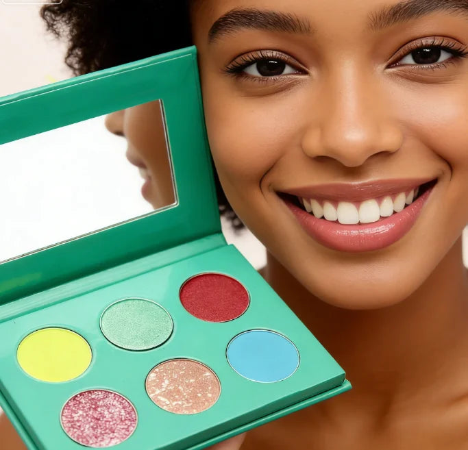Private Label Custom New Eyeshadow Pallet 6 Colors Shimmer Finish for Light Dark Skin Tones Dry Eye Shadow Powder