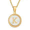 INS Women's Stainless Steel Shell Letter Circle Necklace Round Titanium Steel Head English Letter Fine Pendants Charms Wholesale