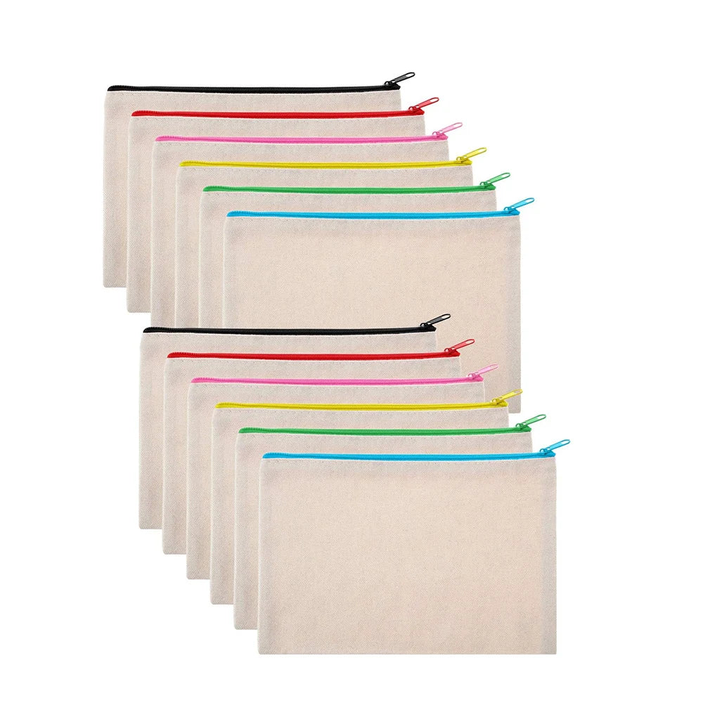 Girls Fashion DIY Letter Multipurpose Canvas Cosmetic Bag Makeup Pouches Travel for Bag with Zipper