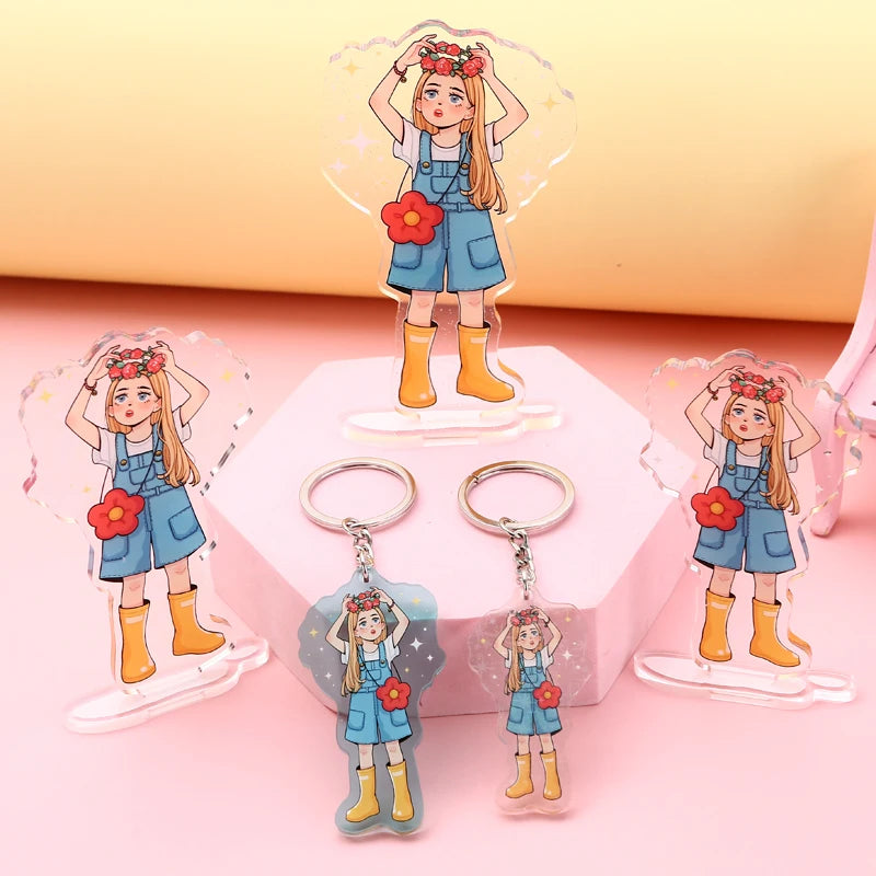 Eco-Friendly Charm Anime Waterproof Digital Printing Plastic Make Your Own Cartoon Cute Girl Acrylic Stand Fashionable Creative