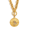 High Quality Vintage Zircon Round Pendant Chain Necklace 18K Gold Plated OT Buckle Fashion Pendant Necklaces
