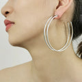 Minimalist Fashion Smooth Shiny Hoop Earrings Hollow Out Hip Hop Statement Alloy Circle Earrings for Women Party Jewelry