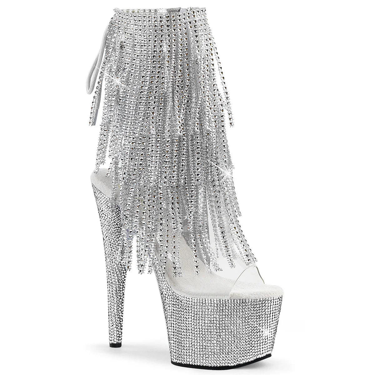 New 17 cm High Heels Low Heels for Stage Dinner Crystal Diamond Rhinestones 7 Inch Open Toe High Heels Night Club Ankle Boots