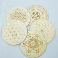 Chakra Reiki Healing Spiritual Energy Wiccan Wood Coaster Wooden Crystal Grid Board