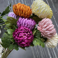 O-X748 Wholesale Single Stem White Yellow Chrysanthemum Flower Silk Funeral Flowers Large Chrysanthemum for Home Wedding Decor