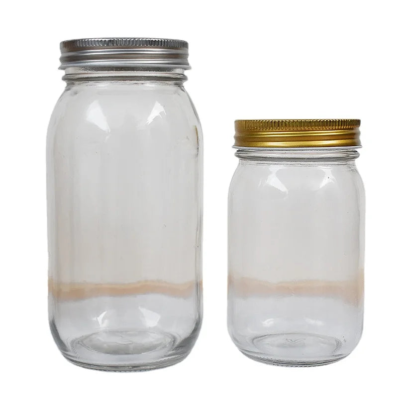Round Glass Jar with Cover Minimalist Design Custom Logo Storage Food Container 380ml/420ml/730ml in Stock