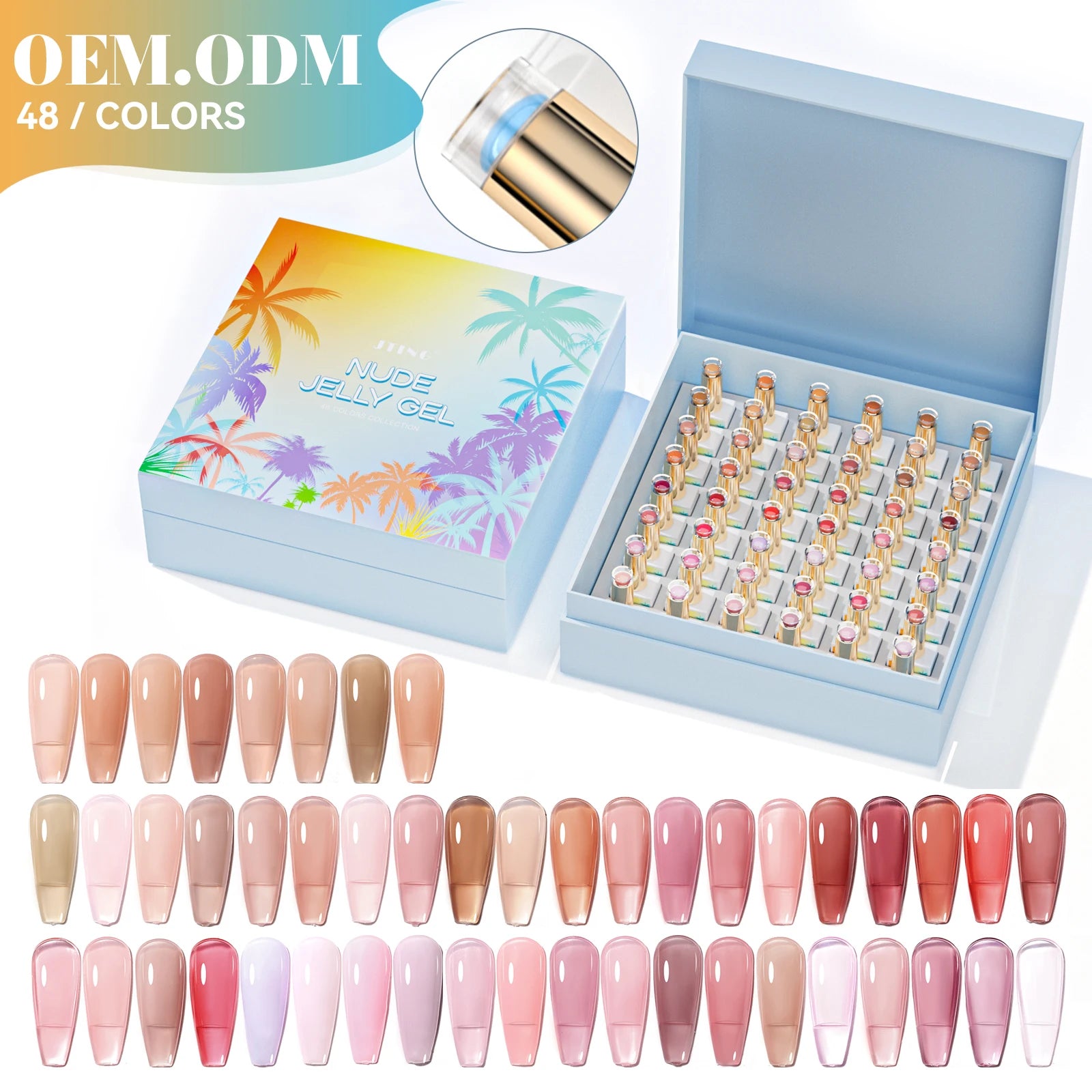 JTING Professional Nail Supplier Customize Unique Brand 48colors Jelly Gel Collection Nail Polish Set Box OEM/ODM Custom Design