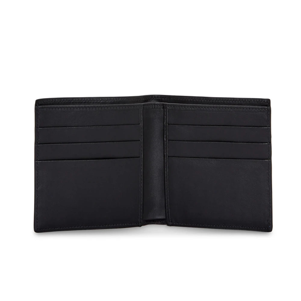 Luxury Custom Logo Thread RFID Blocking Polyester Lining Genuine Leather National Style Short Bifold Card Holder Wallet Men