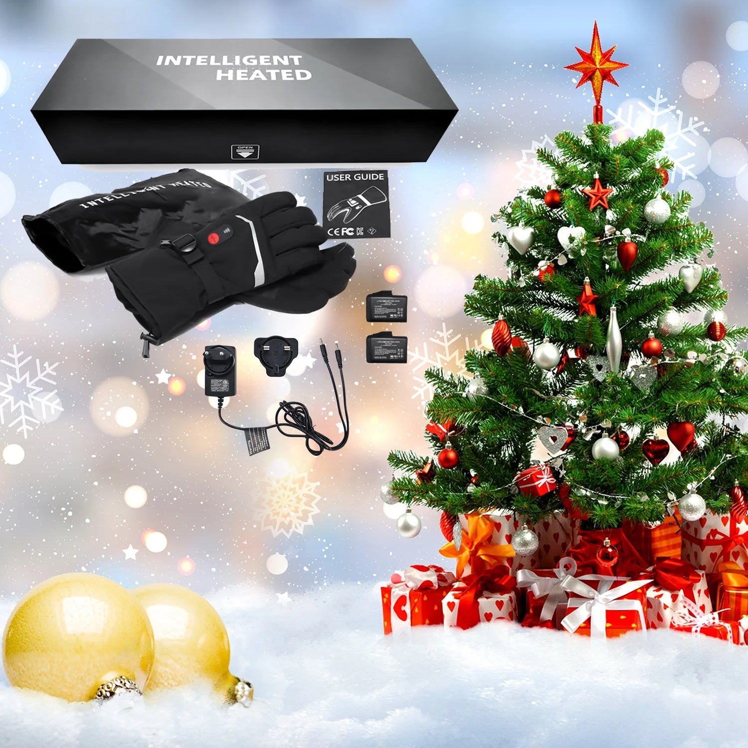 Christmas Warm Winter Gift Savior Outdoor Cycling Motorcycle Skiing Skating Waterproof Touch Screen Battery Heated Gloves