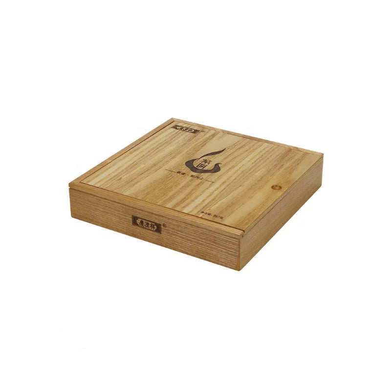 Top Grade Pine Wooden Jewelry and Tea Box Industrial Design Rectangle Keepsake Packing with Square Sliding Lid