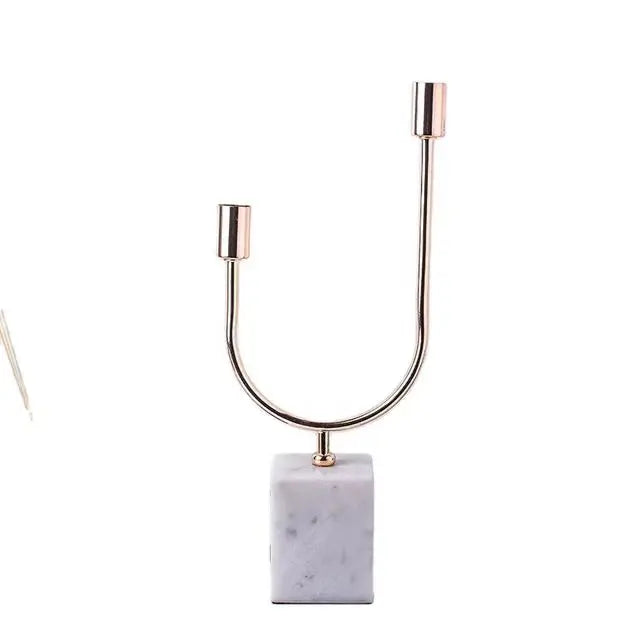 Excellent Pillar Golden Candle Stick Holder Ceramic Marble Stone Square Candle Jars Candlestick Holder