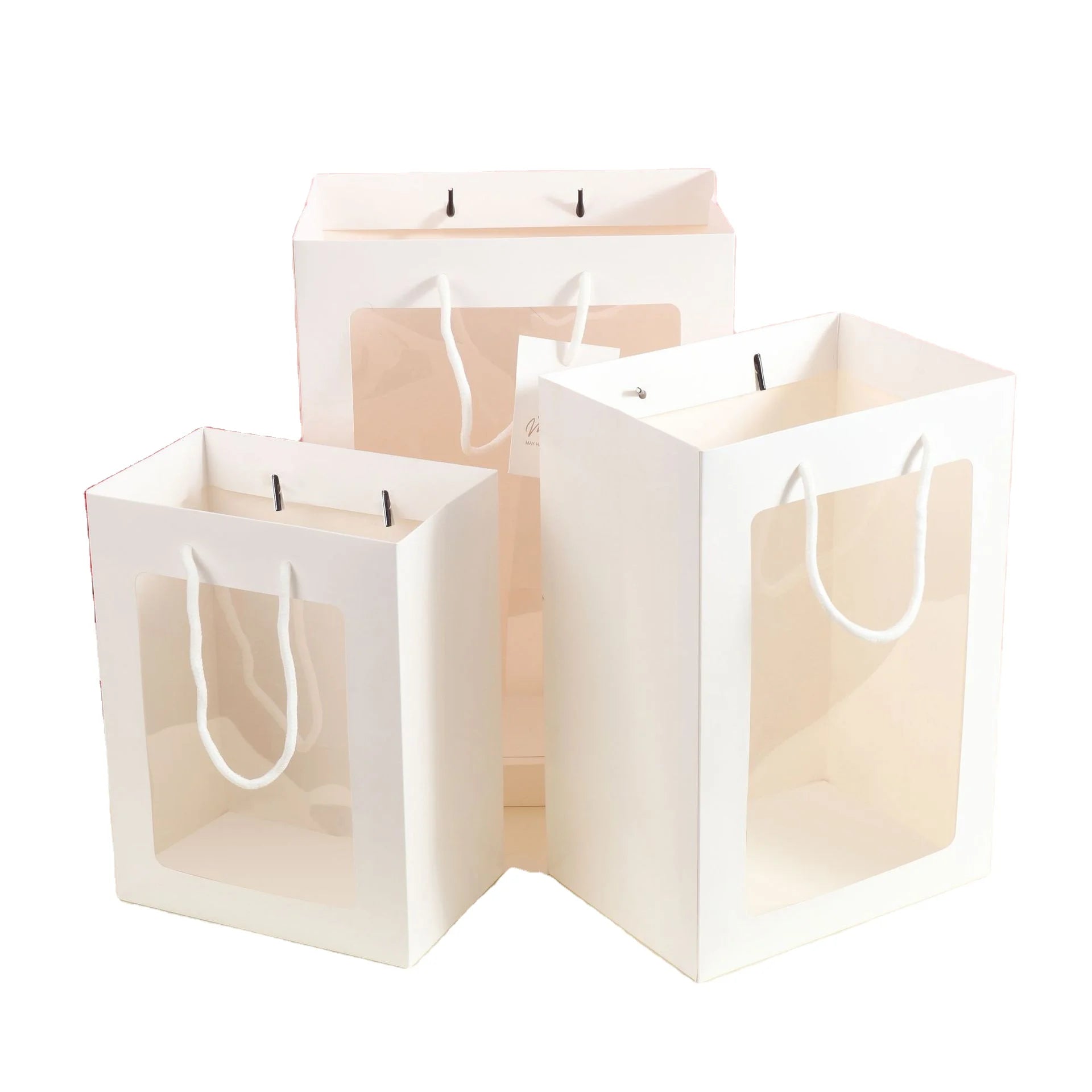Ready Stock Transparent Window Handbag Internet Celebrity Flower Doll Packaging Bag