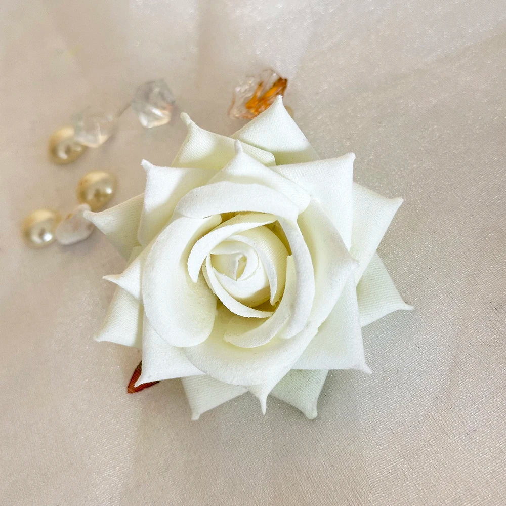 Artificial Flower Velvet Rose Head Handmade Chest Flower Wedding Flower Wall Set Accessories Thanksgiving Chinese New Year MegaBDM
