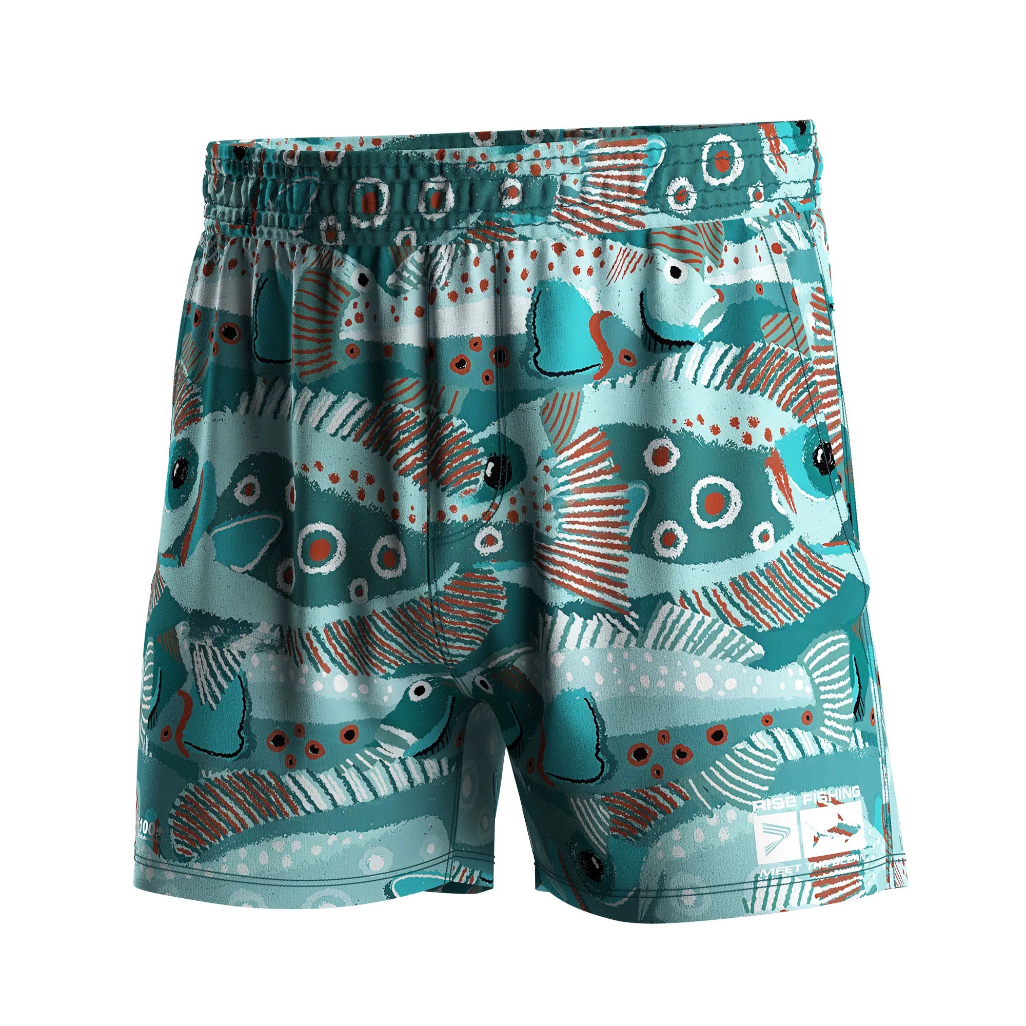 Elastic Waist Men's Surfing Board Shorts Sun Protective Sublimation Print Fishing Wading Casual Wear