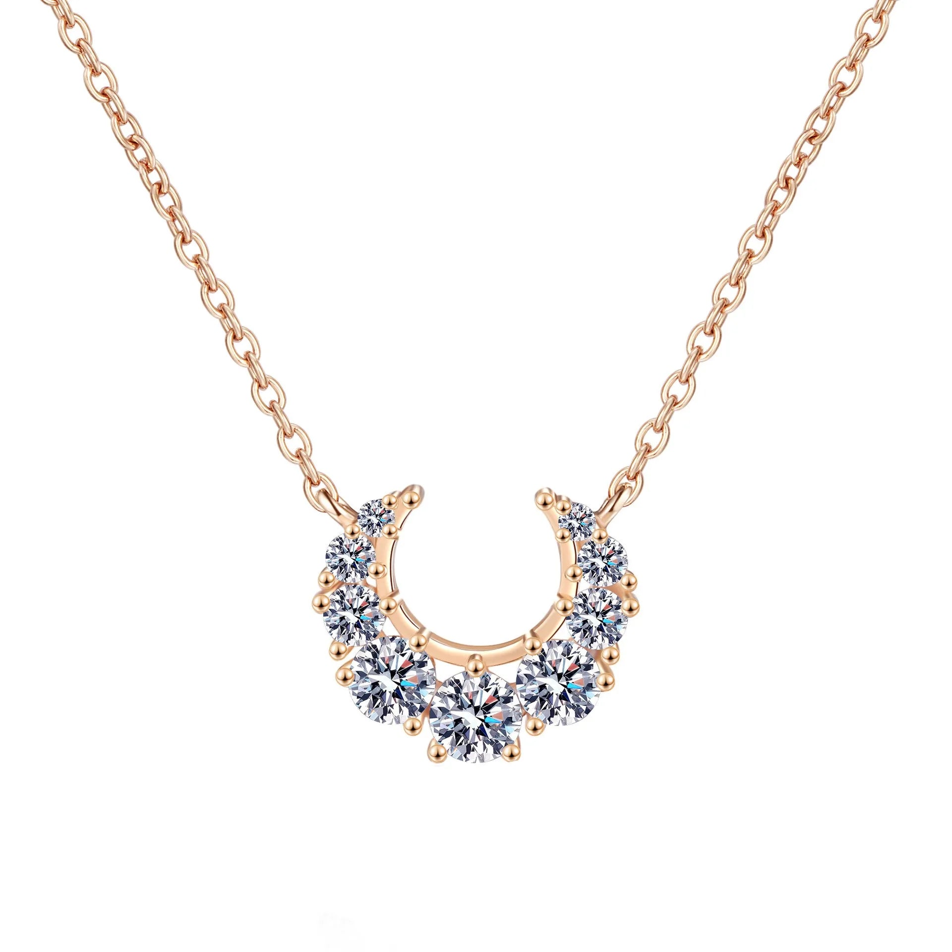 Wholesale High Quality 925 Sterling Silver 0.66Carat Moissanite Crescent Smile Diamond Jewelry Necklace for Women Daily Life