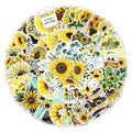 50pcs Die Cut Vinyl Waterproof Aesthetic Sunflower Decorative Sticker Pack for Kids Laptop Phone Notebook Luggage