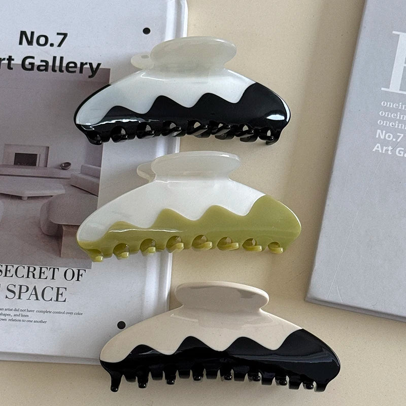ZiTeng Advanced Sense Shark Claw Clip Korean Color Contrast Female Hair Accessories Large Simple Design Material Logo Custom