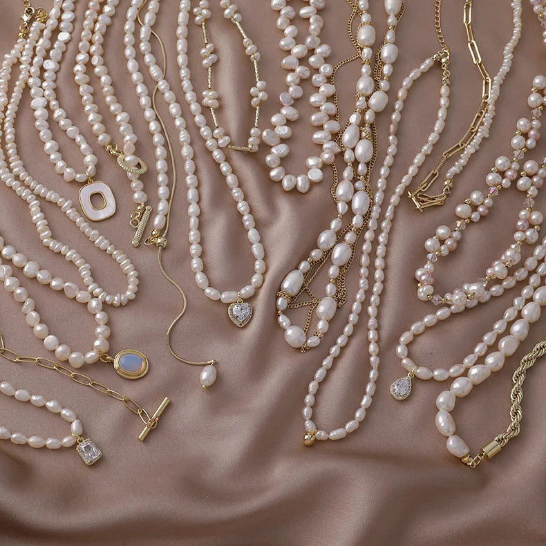 BASQUESUN Factory Wholesalecustom Vintagefreshwater Pearl French Irregular Niche Design Minimalist Ins Style Collarbone Necklace