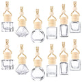 Luxury 8ml Diffuser Reusable Perfume Car Bottle Reusable Air Freshener Bottle Hanging Wood Car Perfume Bottle with Wooden Lid