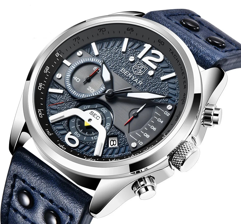5171 BENYAR 2021 New Luxury Men Quartz Wristwatches Waterproof Sport Chronograph Watch Top New Leather Gift Watch Clock