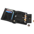 Wholesale Retro Large Capacity Short Bi-fold Cover Card Genuine Leather RFID Unisex Multi Function 5 Inch Polyester Lining Daily