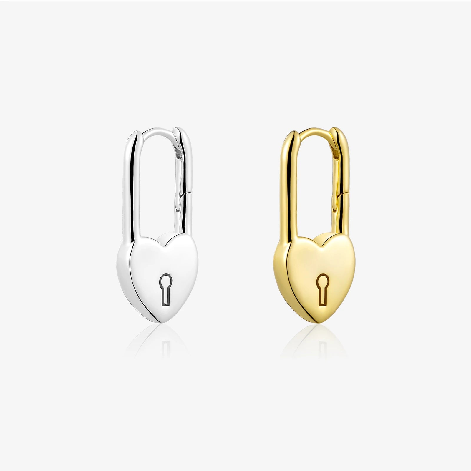 FUAMAY Fashion Jewelry Ladies 925 Silver Heart Earrings Loves Lock Hoop Earrings