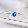 Hot Sale Oval Natural Blue Sapphire Wedding  Diamond Customized Luxury Jewelry Rings for Women