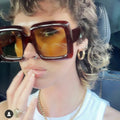 2025 Custom Logo Fashion Retro Women Big Frame Brown Sunglasses Oversized Square Sunglasses Men Women