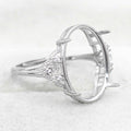 Sterling Silver 13*18mm Semi Mount Ring Empty Frame Blank Support Claws Setting S925 Base Holder Without Center Stone for Inlay