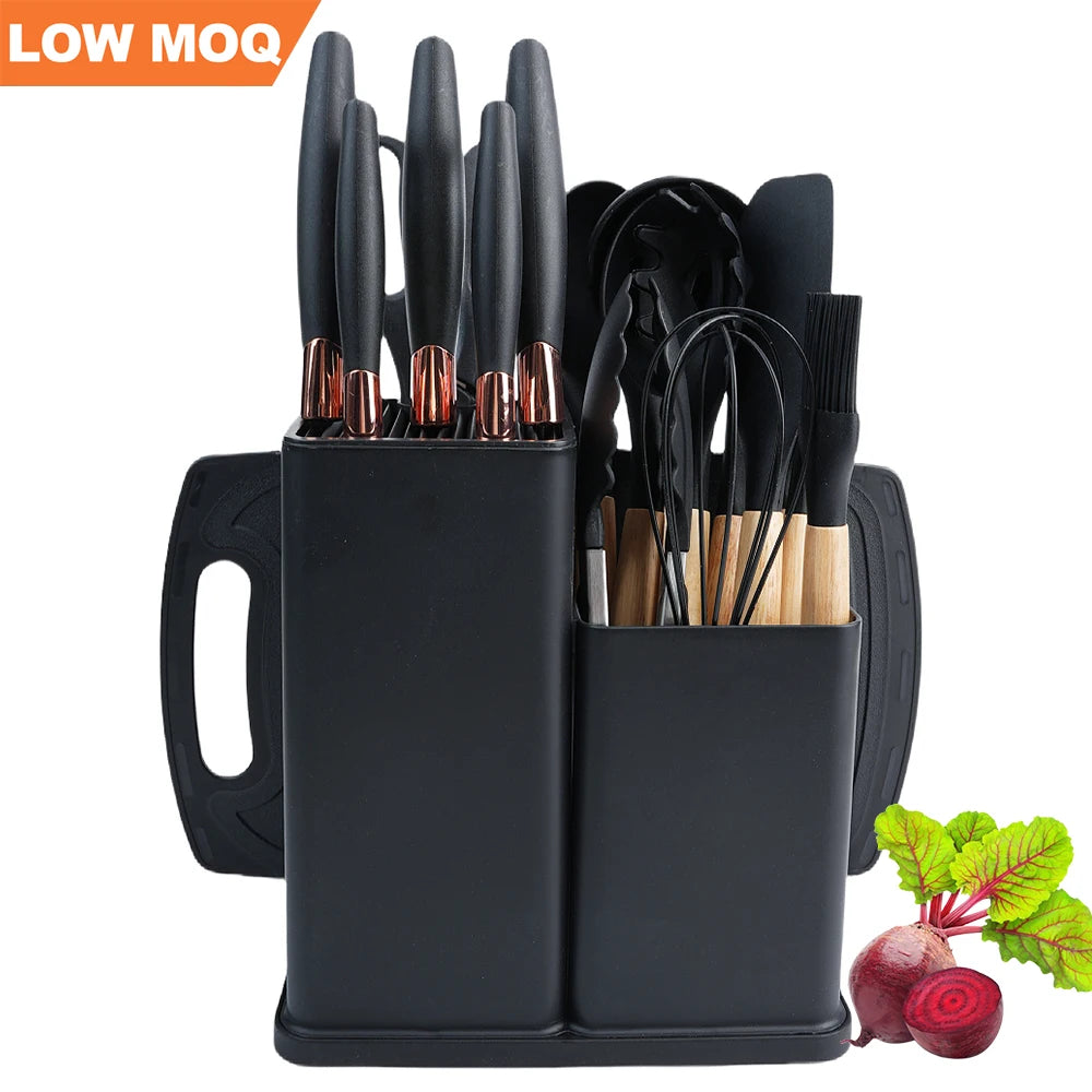 RTS Kitchen Knives Accessories Silicone Cooking Utensil Knife Set Silicone Kitchen Utensils Plastic Handle Kitchen Knife Set