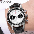 SEAKOSS Men's 1963 Chronograph Mechanical Wristwatch Luminous Sapphire 40mm Leather Original St1901 Seagull Movement Panda