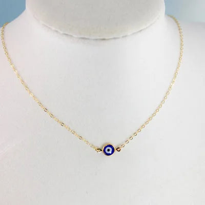 2025 Hot Sale Charm Women Necklace Fashion Blue Evil Eyes Necklace Simple Custom Gold Plated Necklace Jewelry