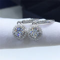 Silver 925 Original Diamond Test Past Total 2 Carat Round Brilliant Cut D Color Moissanite Drop Earrings Real Gemstone Jewelry