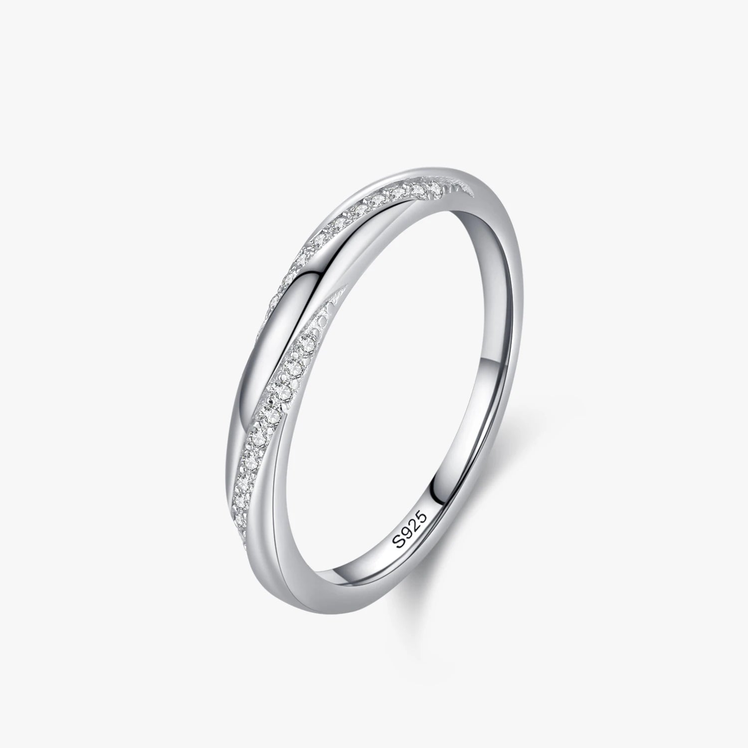 Ailmay Solid 925 Sterling Silver Clean Zircon Geometric Design Stackable Finger Ring for Women Fashion Party Jewelry Gift