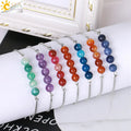 CSJA Fashion Jewelry Bracelets Adjustable Steel Chain 6mm Natural Stone Crystal Bead Bracelet for Girl H060