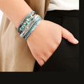 Factory Sale Multi-Layer Natural Stone Beads Cuff Bracelet Jewelry Leather Wrap Bracelet for Women