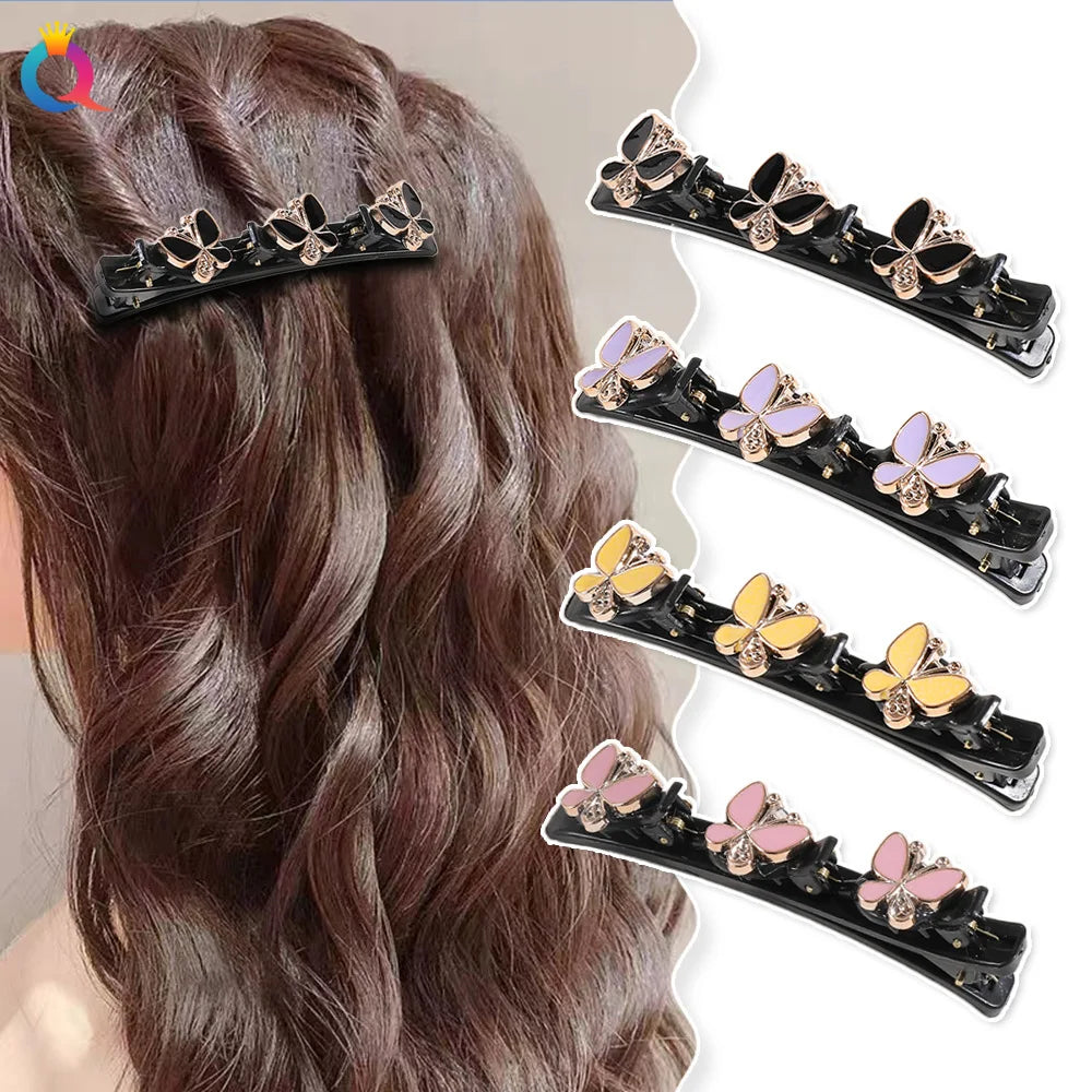 39 Style Braided Hair Clip for Woman Rhinestone Double Layer