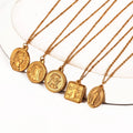 Religious Jesus Medallion Coin Pendants St Christopher Pendant Stainless Gold Hiphop Saint Christopher Virgin Mary Necklace