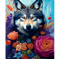 Diy Paint by Numbers for Adults Canvas Painting Wolf and Flowers Beginners Kits Acrylic Drawing by Numbers Crafts for Home
